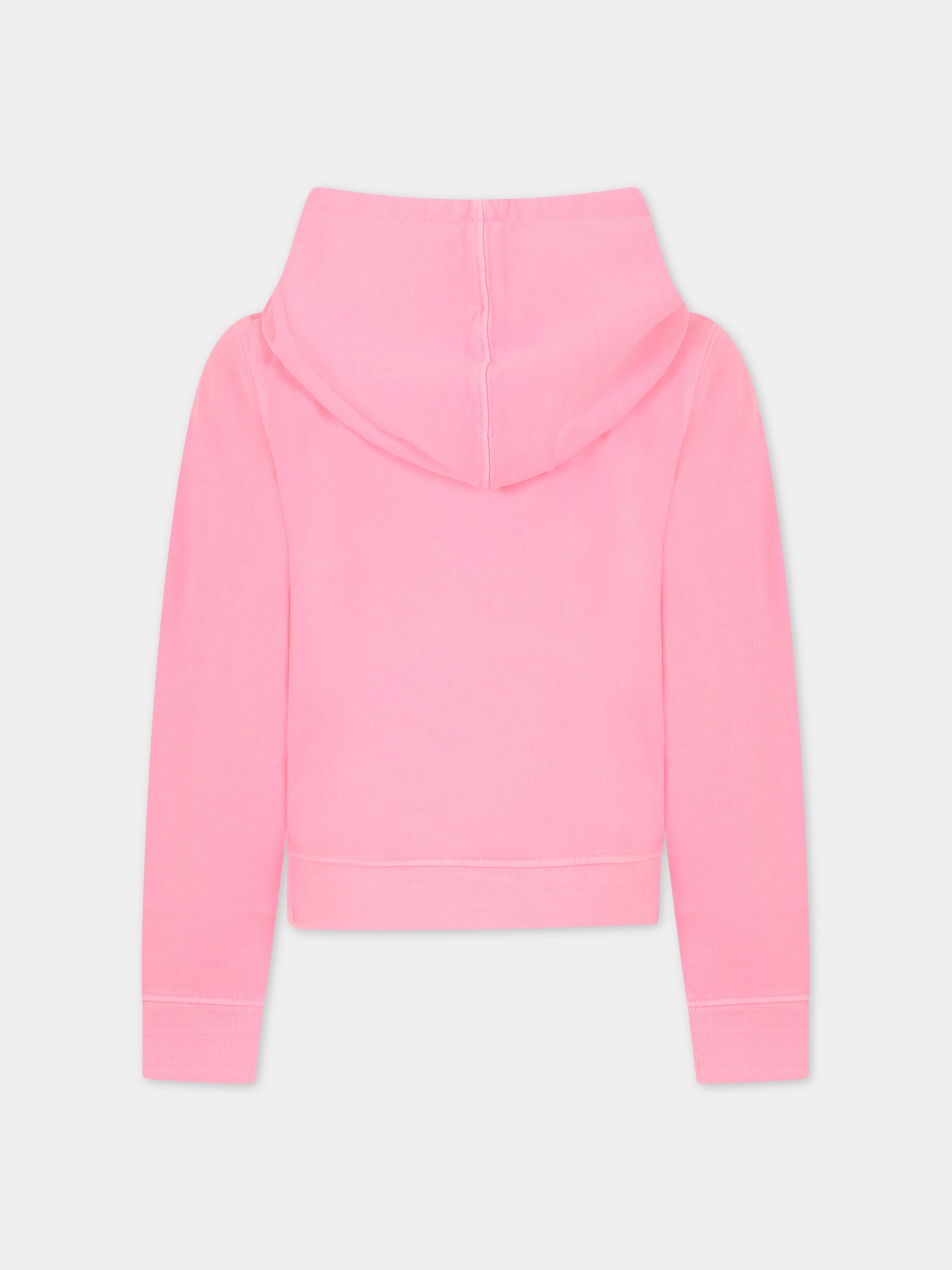 Felpa rosa per bambina con stampa e logo,Zadig & Voltaire Kids,X15388 437