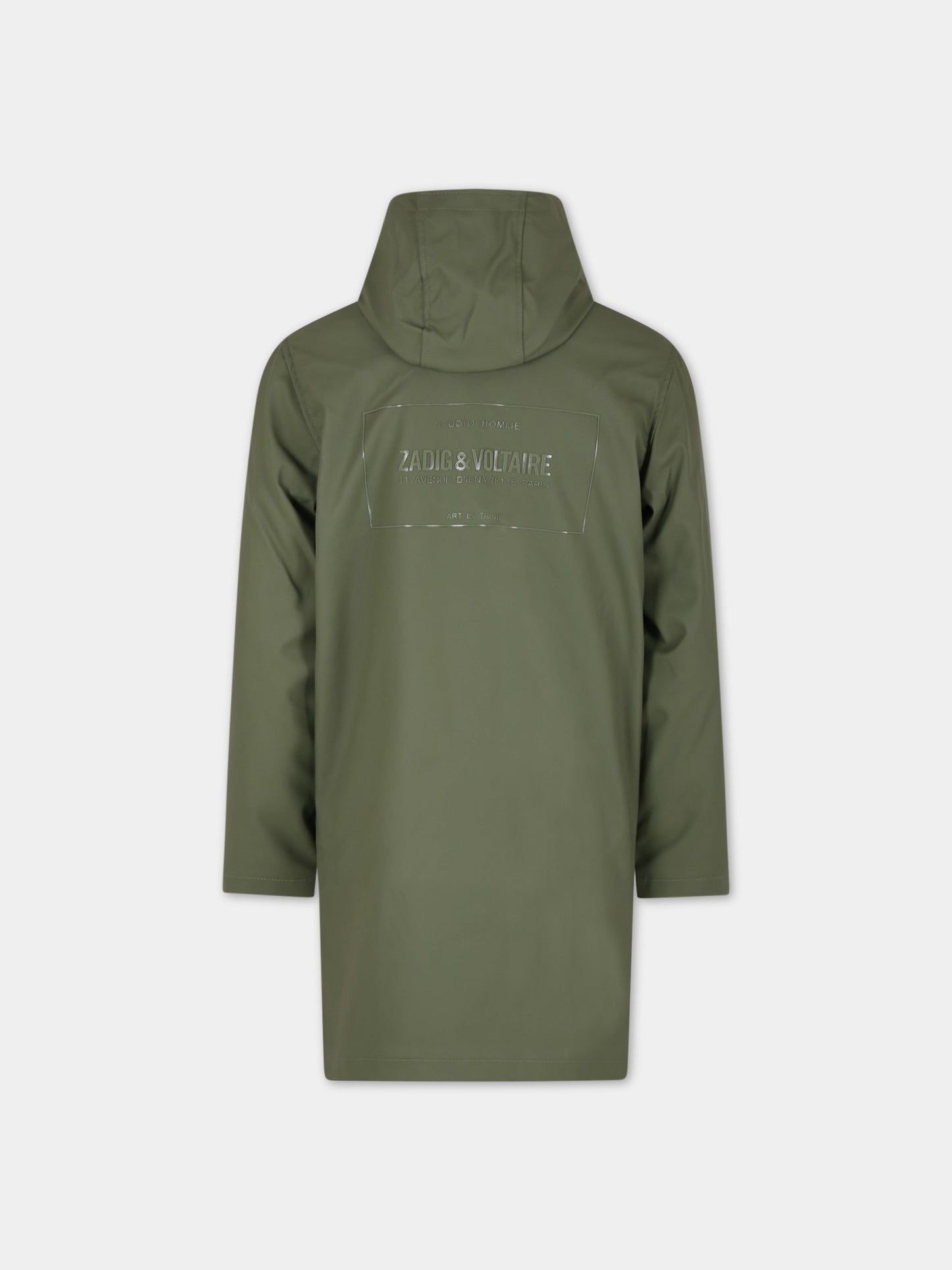 Cappotto con cappuccio verde per bambino,Zadig & Voltaire Kids,X26072 656