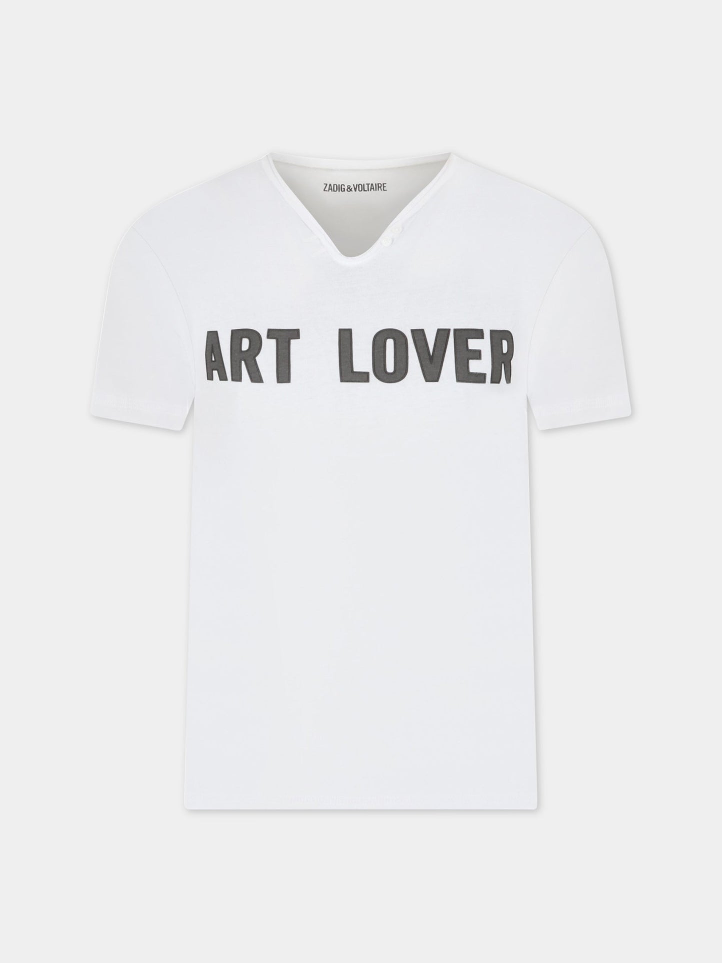 T-shirt bianca per bambino con scritta nera,Zadig & Voltaire Kids,X25352 N40