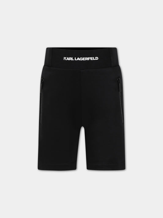 Shorts neri per bambino con logo,Karl Lagerfeld Kids,Z24149 09B
