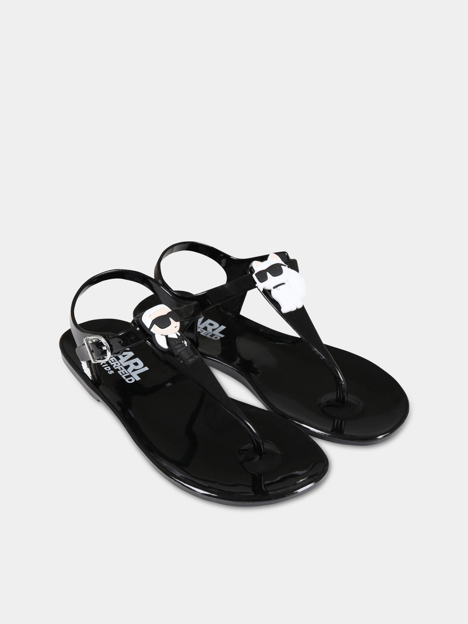 Sandalo nero per bambina con patch e logo,Karl Lagerfeld Kids,Z19098 09B