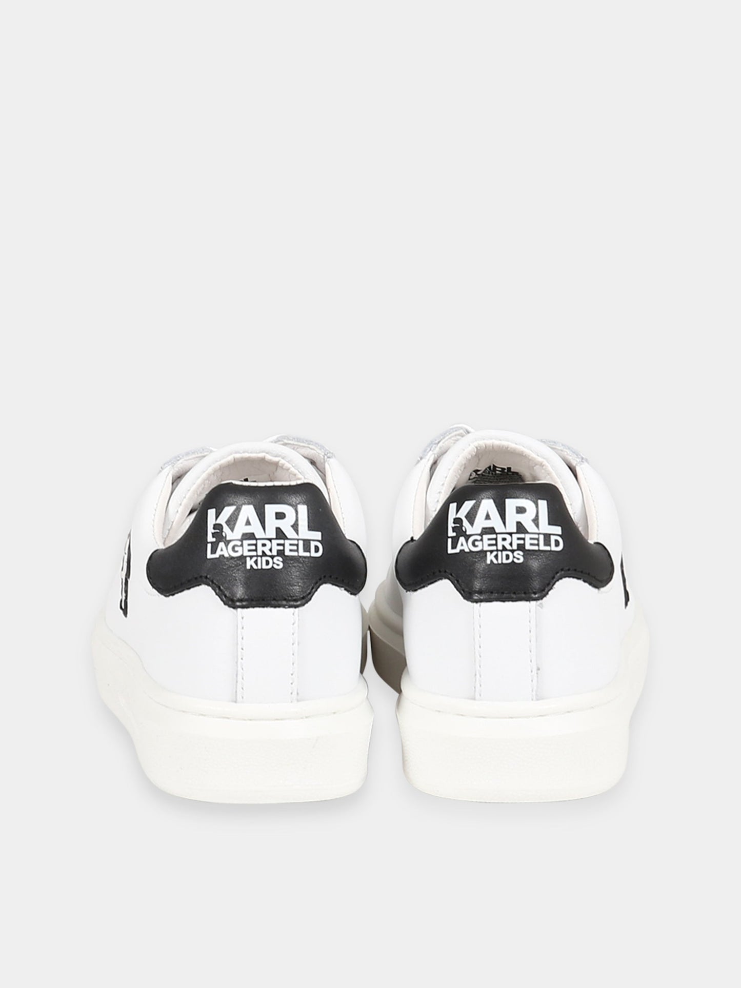 Sneakers bianco per bambini con patch Karl Lagerfeld e logo,Karl Lagerfeld Kids,Z29059 10B