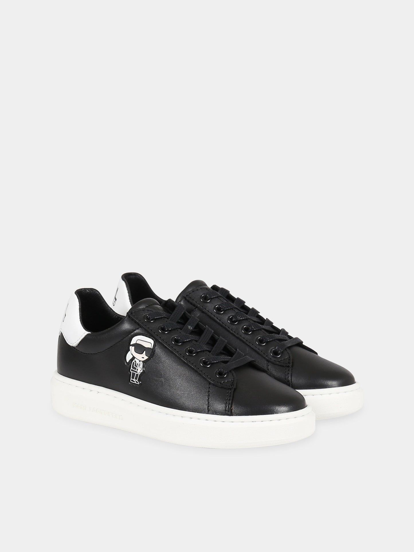 Sneakers nero per bambini con patch Karl Lagerfeld e logo,Karl Lagerfeld Kids,Z29059 09B