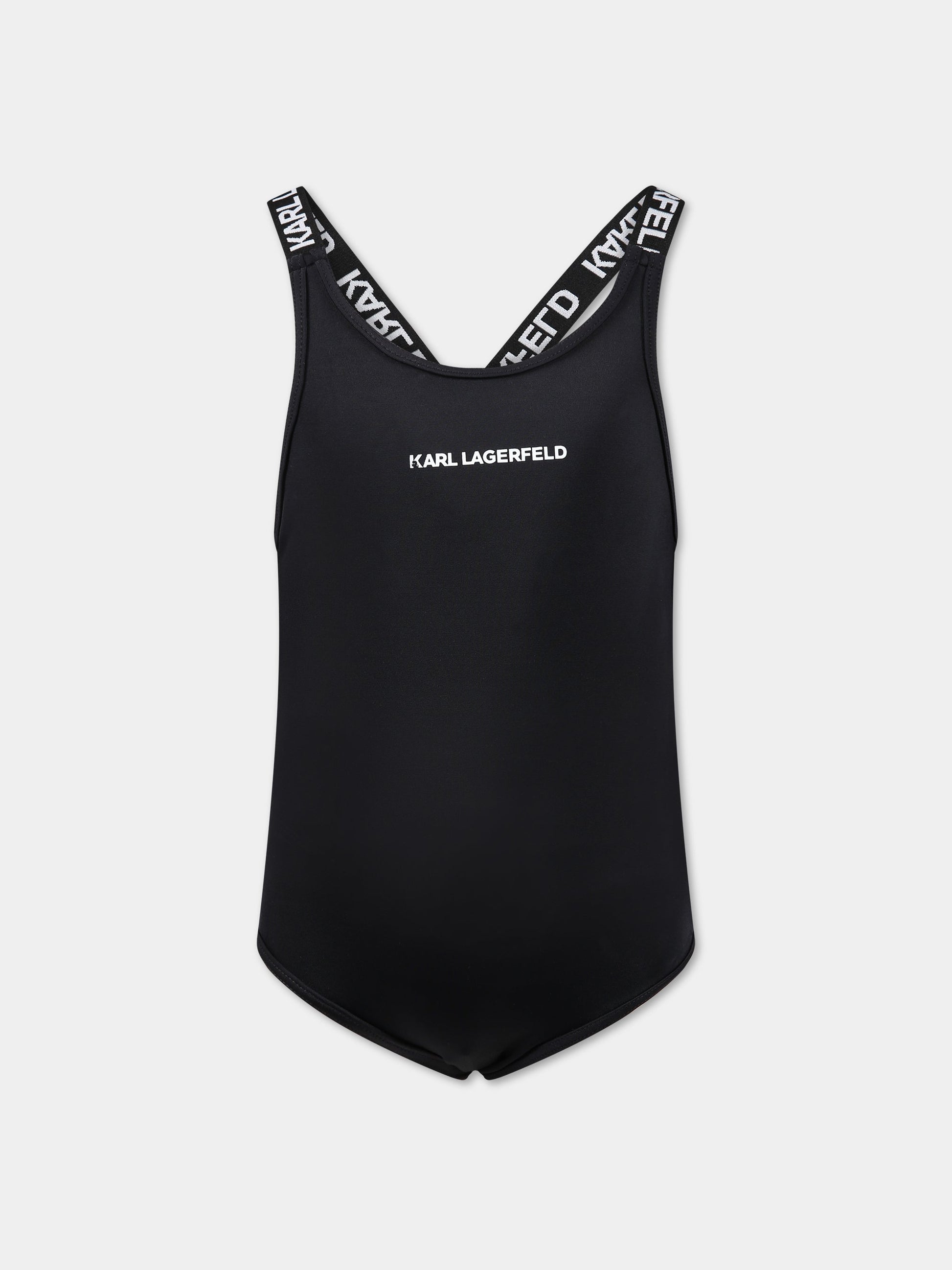 Costume nero per bambina con logo,Karl Lagerfeld Kids,Z10161 09B