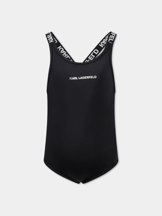 Costume nero per bambina con logo,Karl Lagerfeld Kids,Z10161 09B