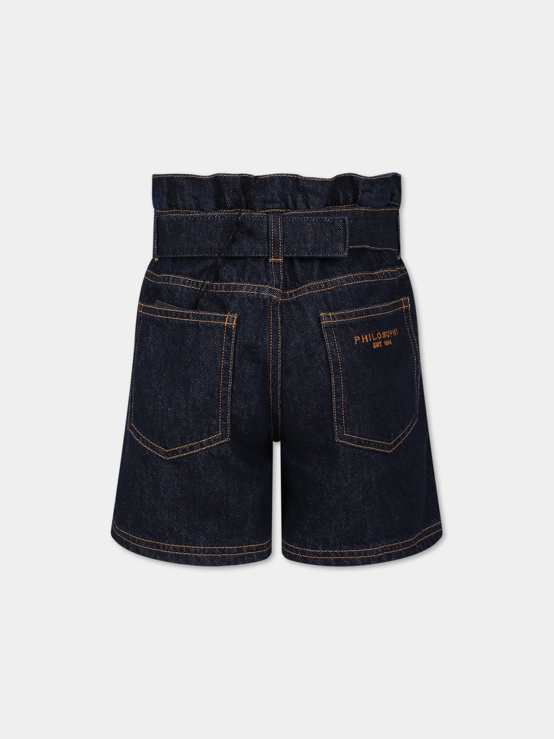 Shorts blu per bambina con logo,Philosophy,PJBE68 DF007 4020