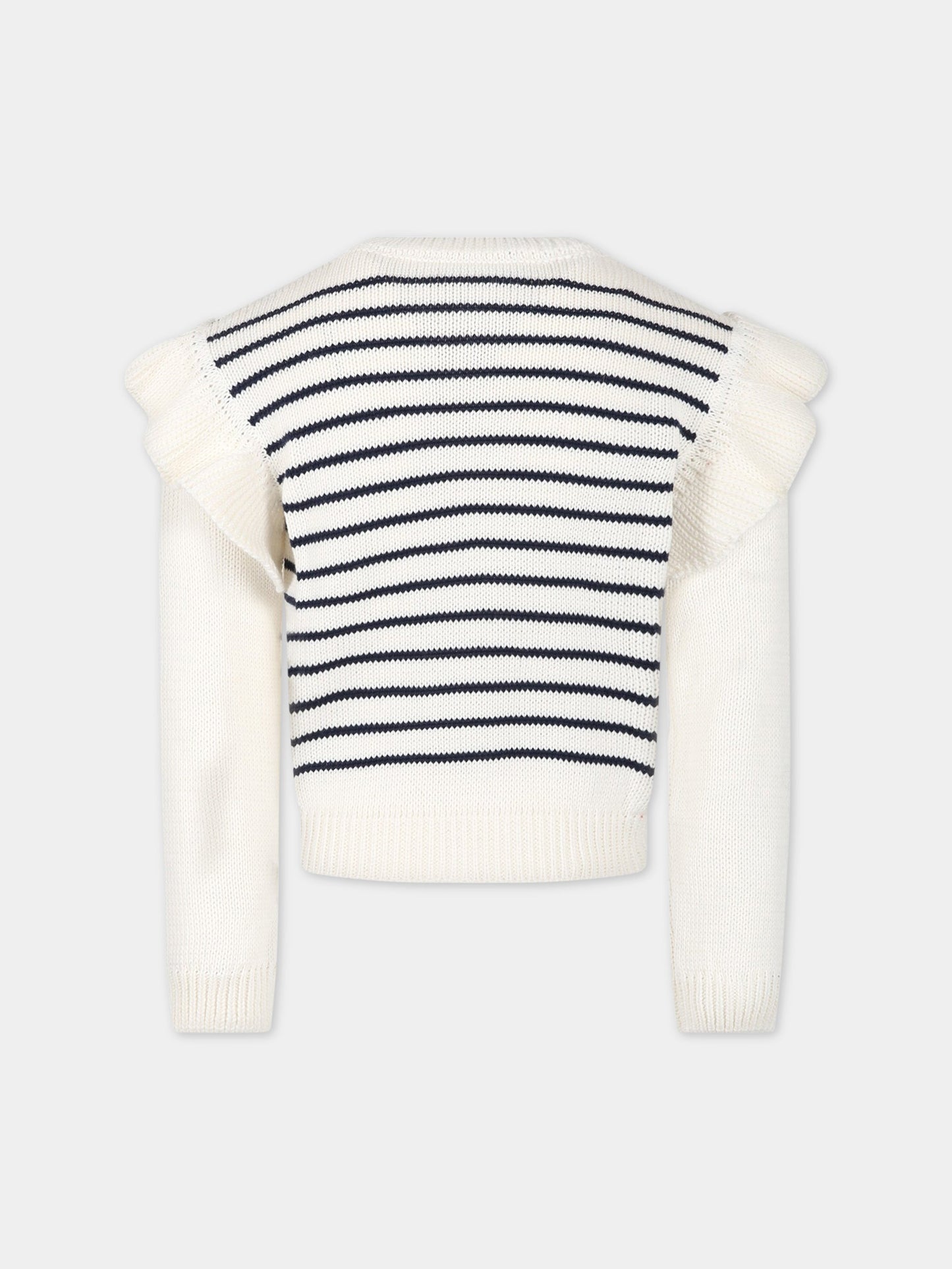 Maglione bianco per bambina con logo,Philosophy,PJMA75C FL01 0020