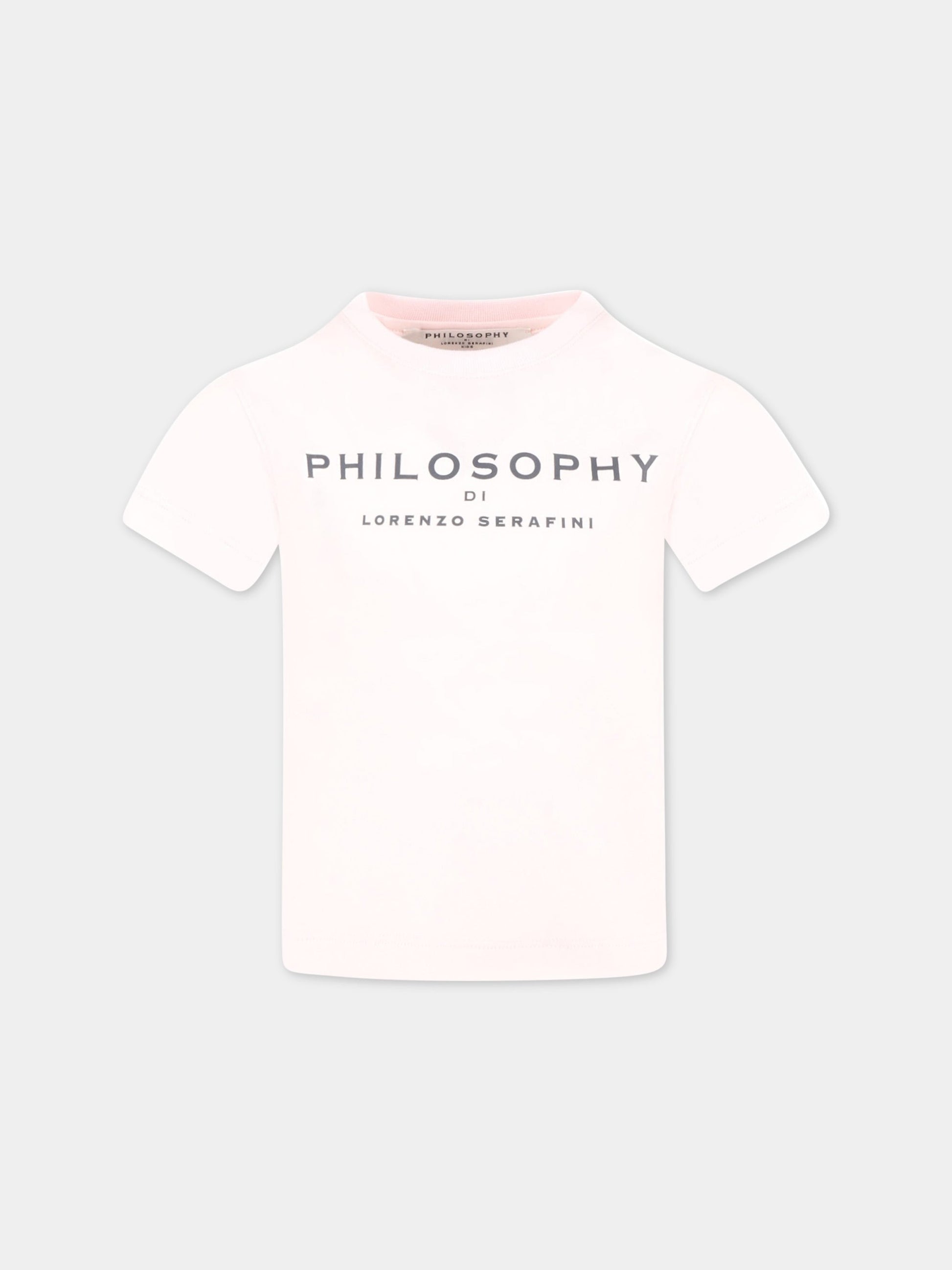 T-shirt rosa per bambina con dettaglio logo,Philosophy,PJTS127 JE138 C024