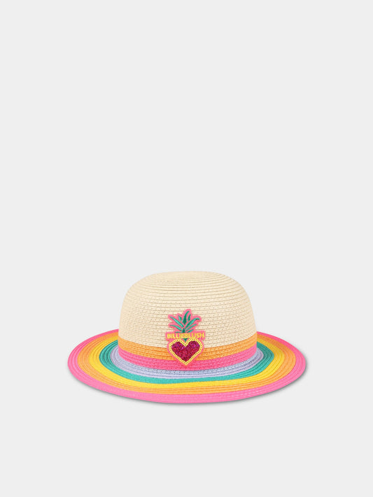 Cappello multicolor per bambina con cuore e logo,Billieblush,U11133 Z41