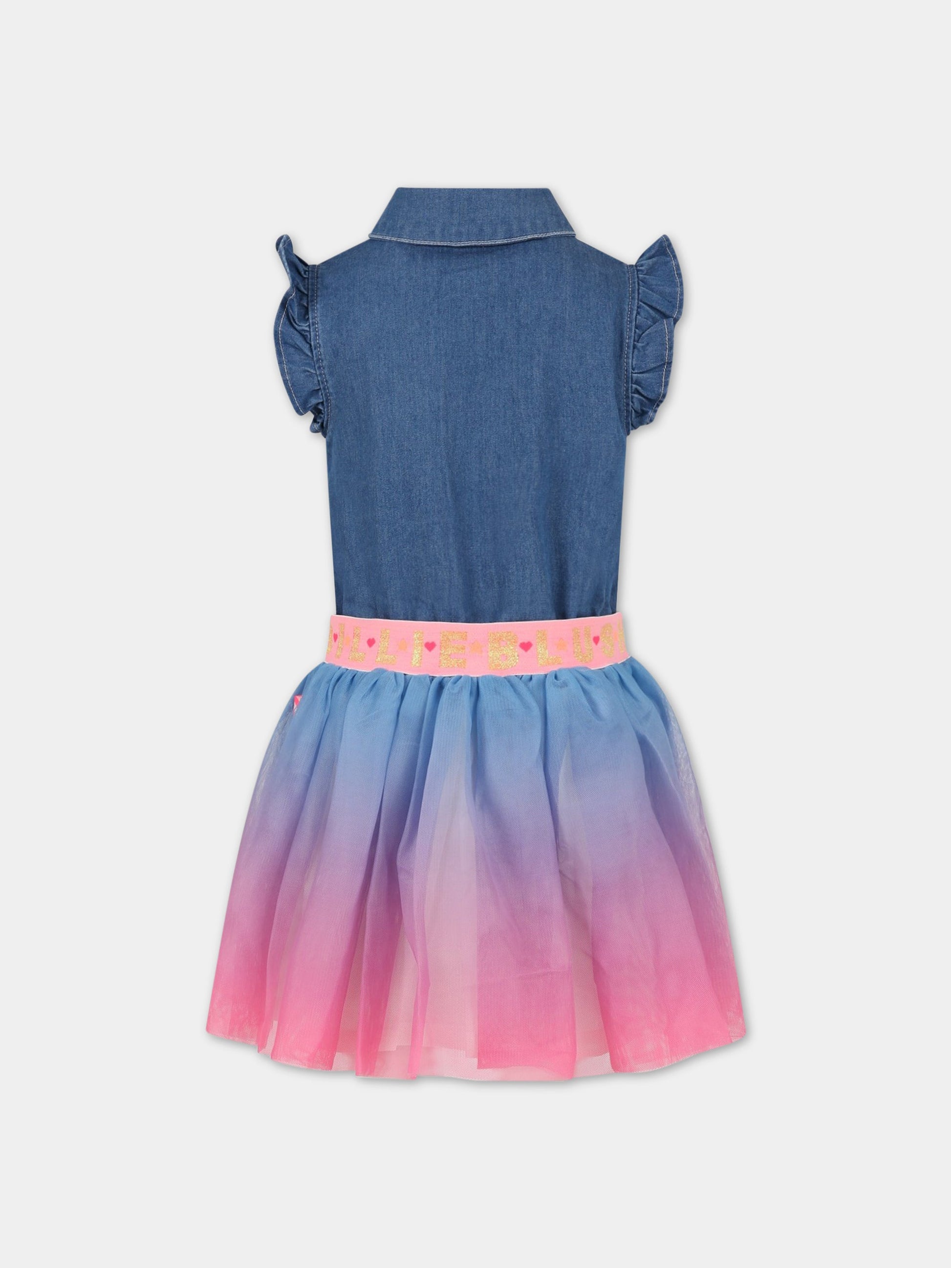 Vestito multicolor per bambina con banda logata,Billieblush,U12821 Z18