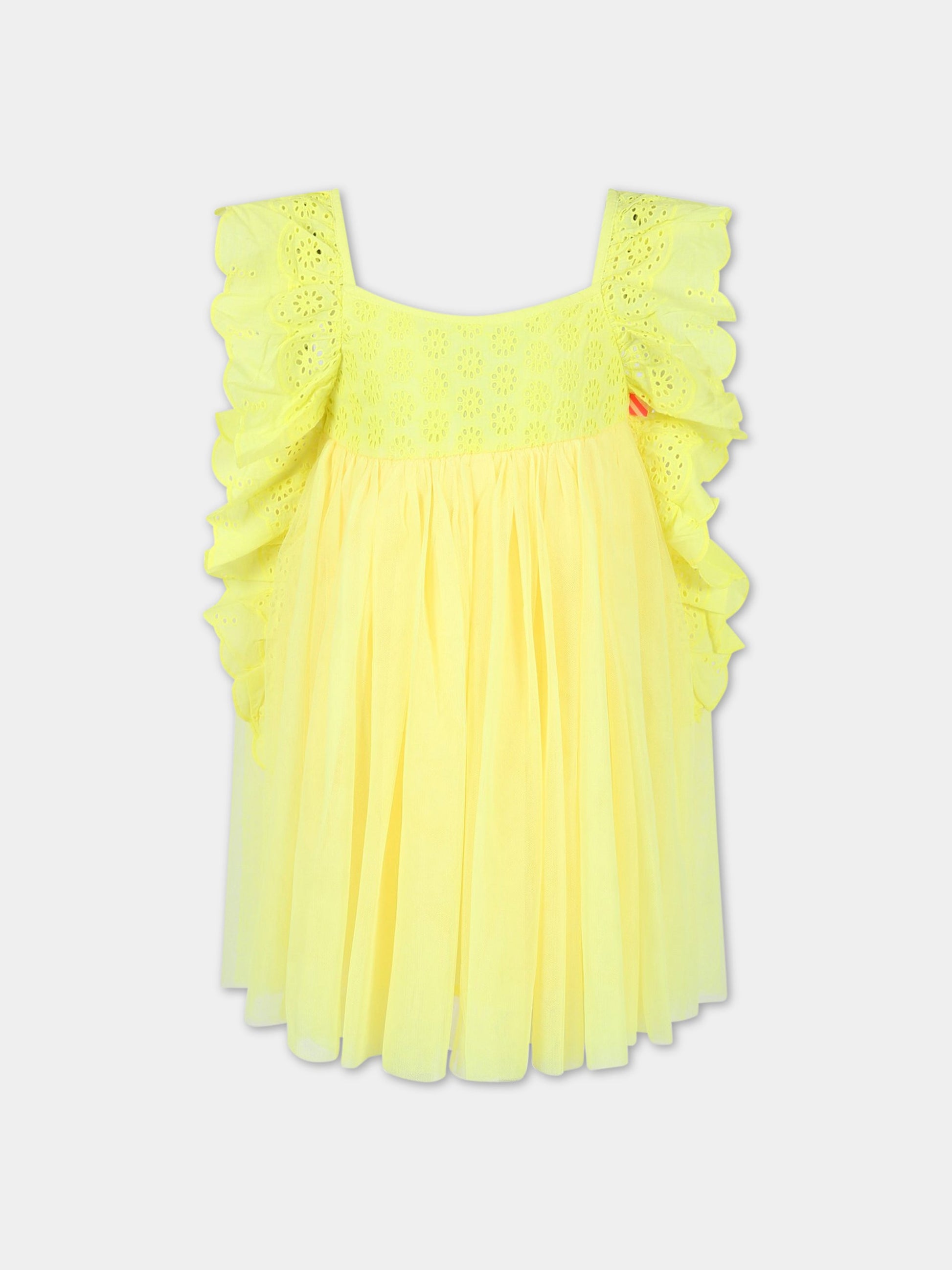 Vestito giallo per bambina con fiori,Billieblush,U12815 549