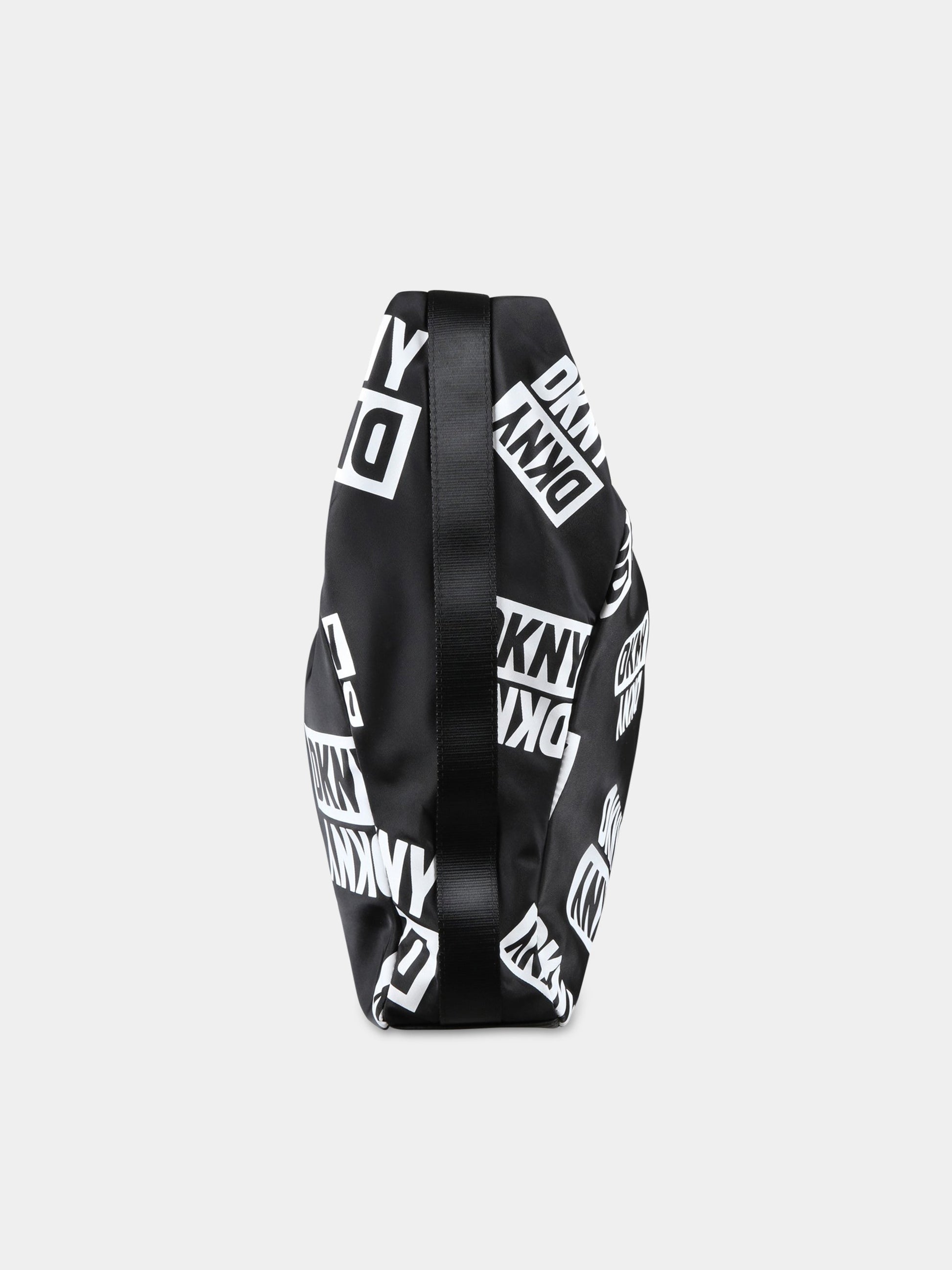 Borsa nera per bambina con logo bianco,Dkny,D30563 M41