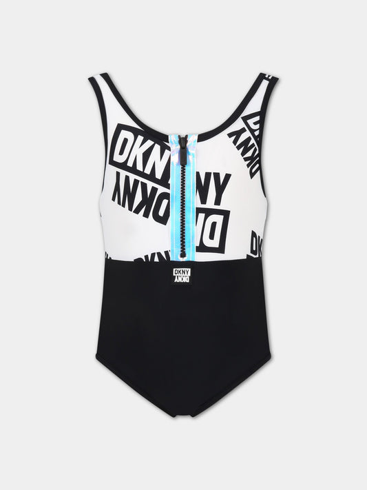 Costume multicolor intero per bambina con logo,Dkny,D37114 N50