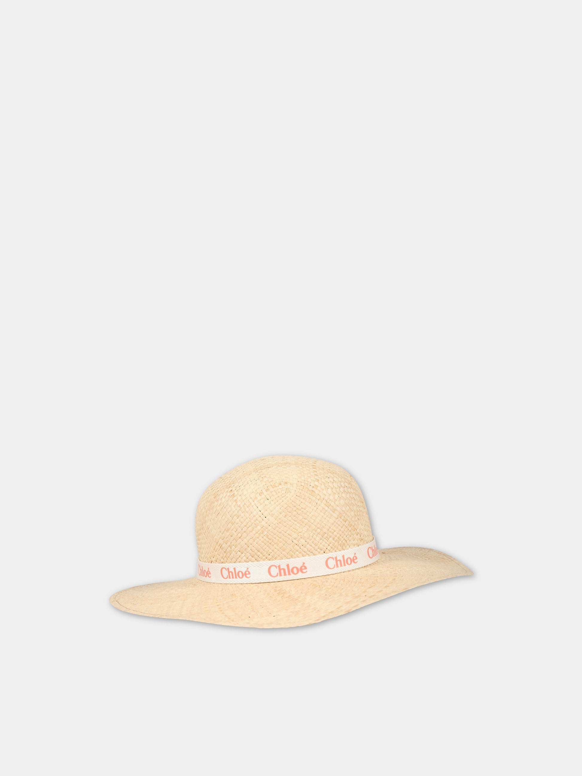 Cappello beige per bambina con logo,Chloé Kids,C11214 N74