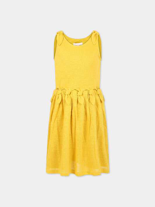 Vestito giallo per bambina con logo,Chloé Kids,C12910 588
