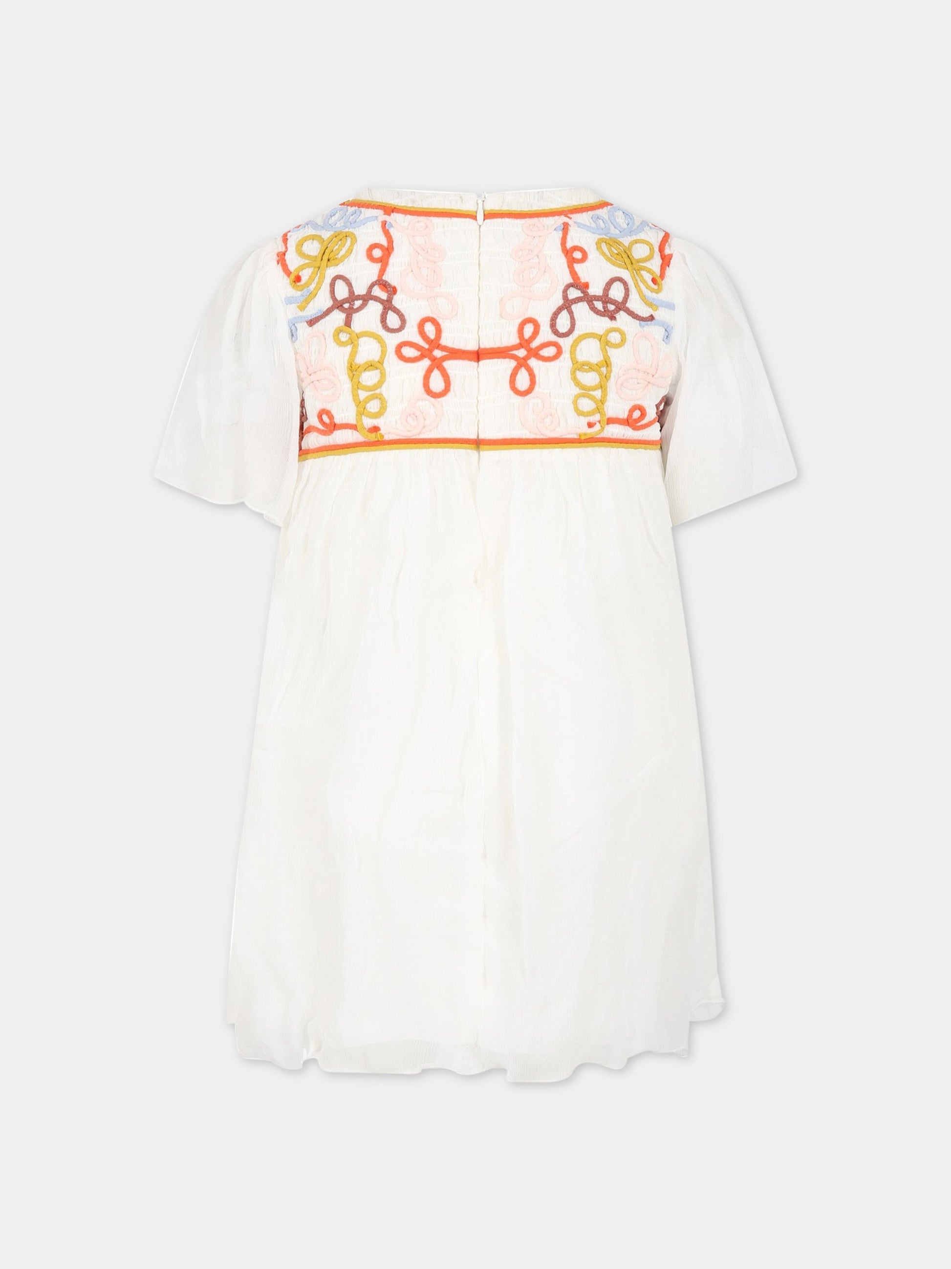 Vestito bianco per bambina con ricamo,Chloé Kids,C12921 117