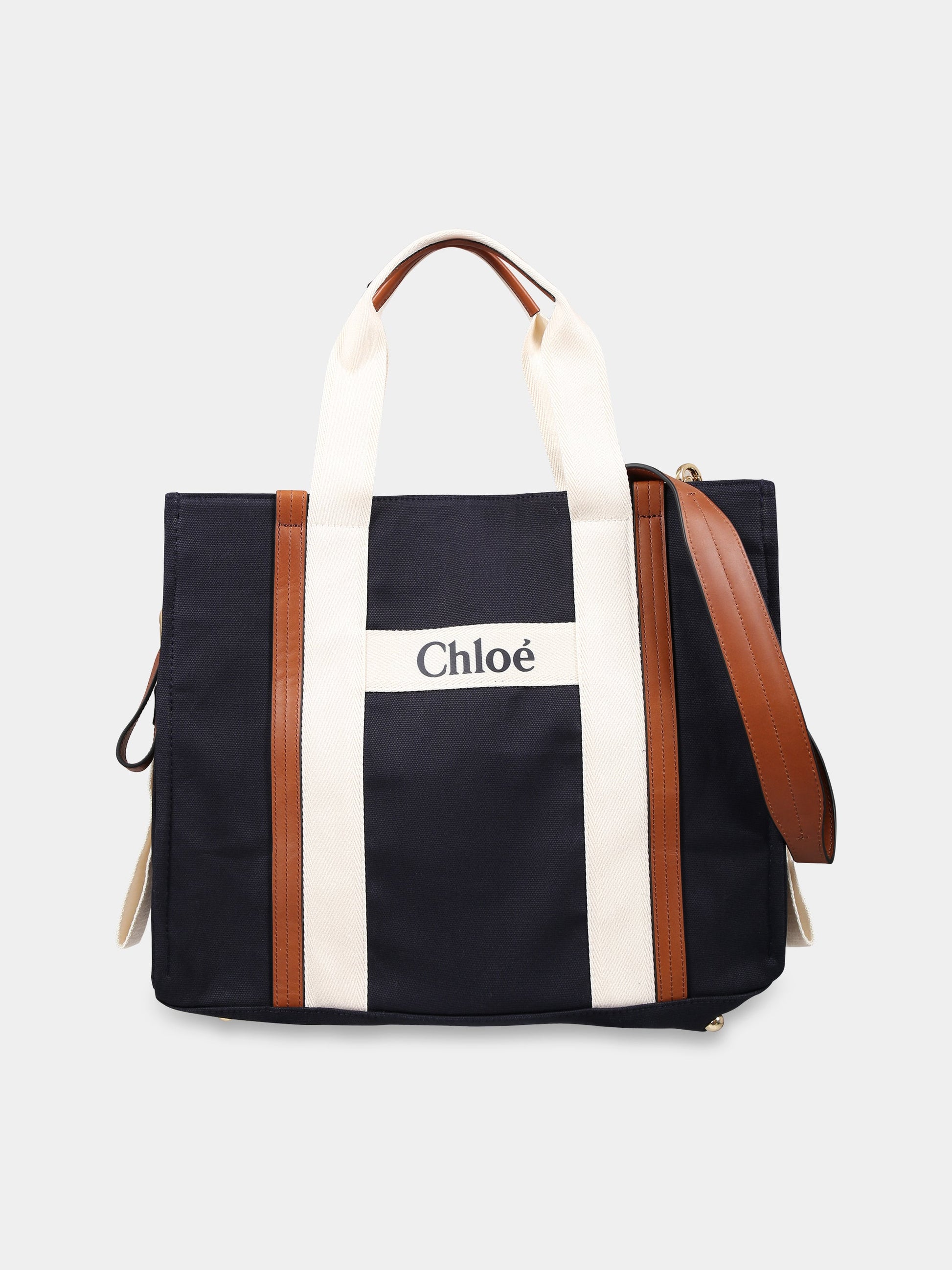 Borsa-mamma blu per neonati con logo,Chloé Kids,C90400 859