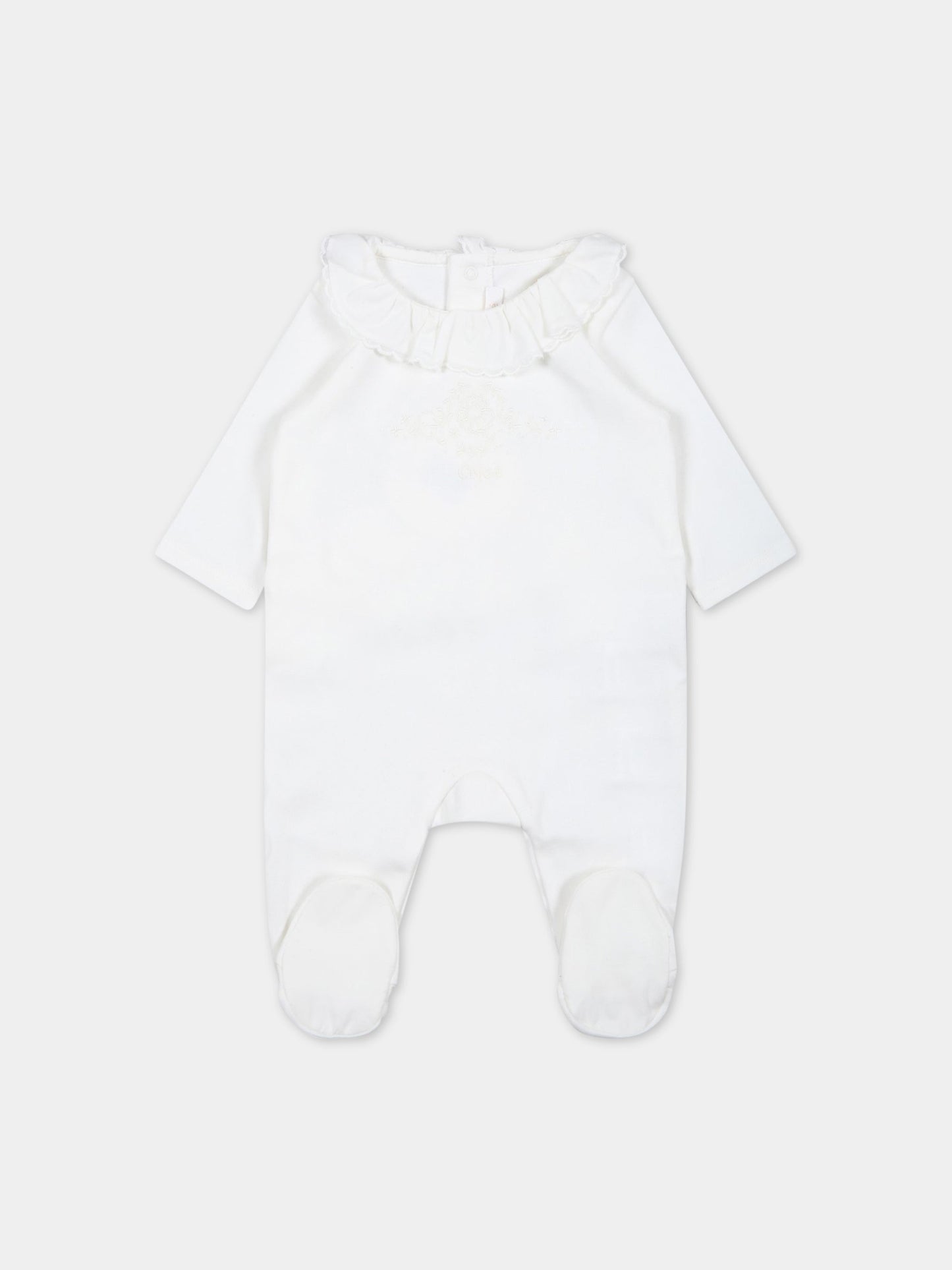 Set bianco per neonata con logo,Chloé Kids,C97302 117