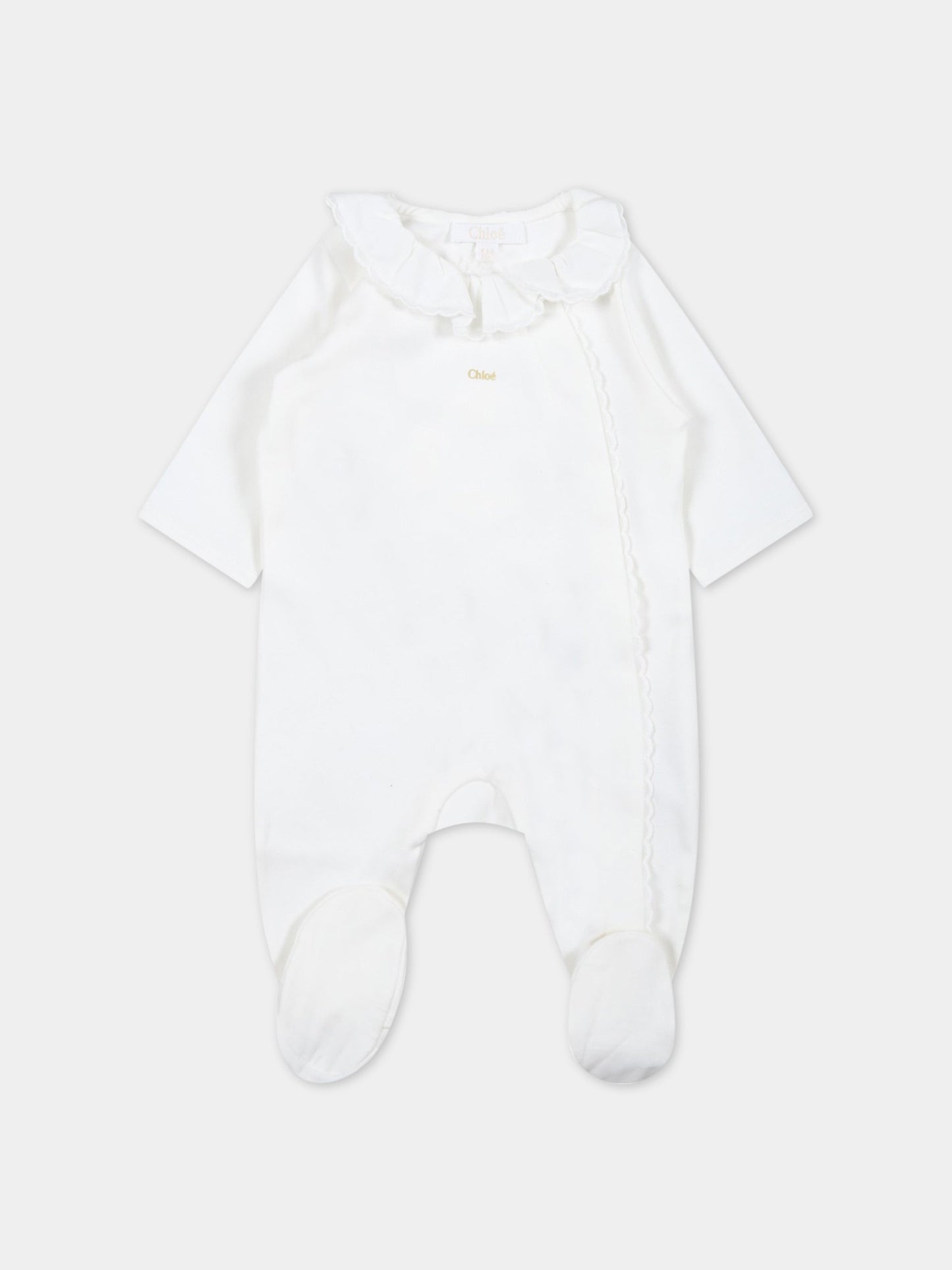 Set bianco per neonata con logo,Chloé Kids,C97303 117
