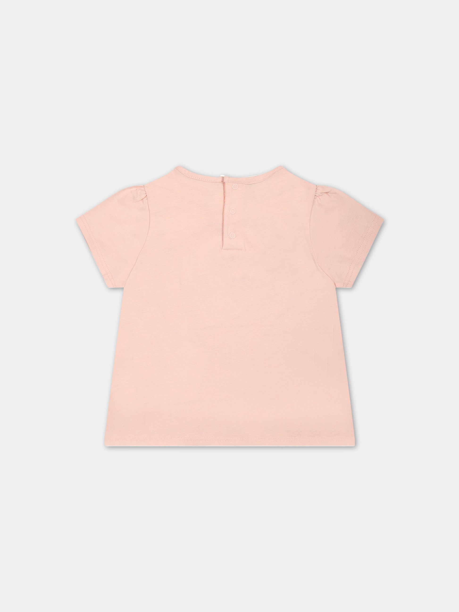 T-shirt rosa per neonata con logo,Chloé Kids,C05440 45K