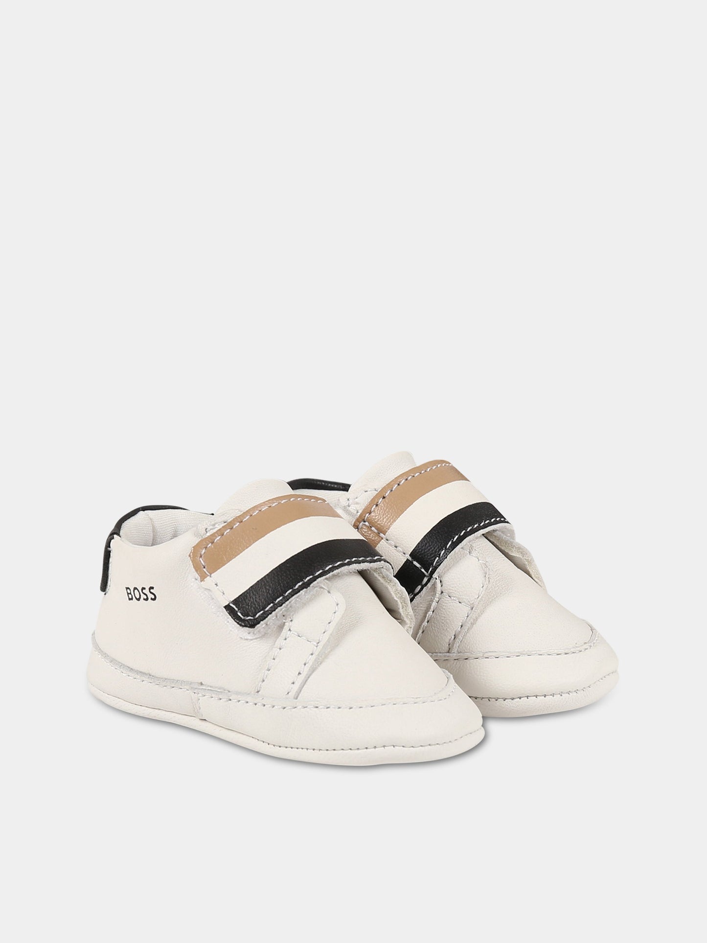 Sneakers bianco per neonato con logo,Boss,J99125 10P