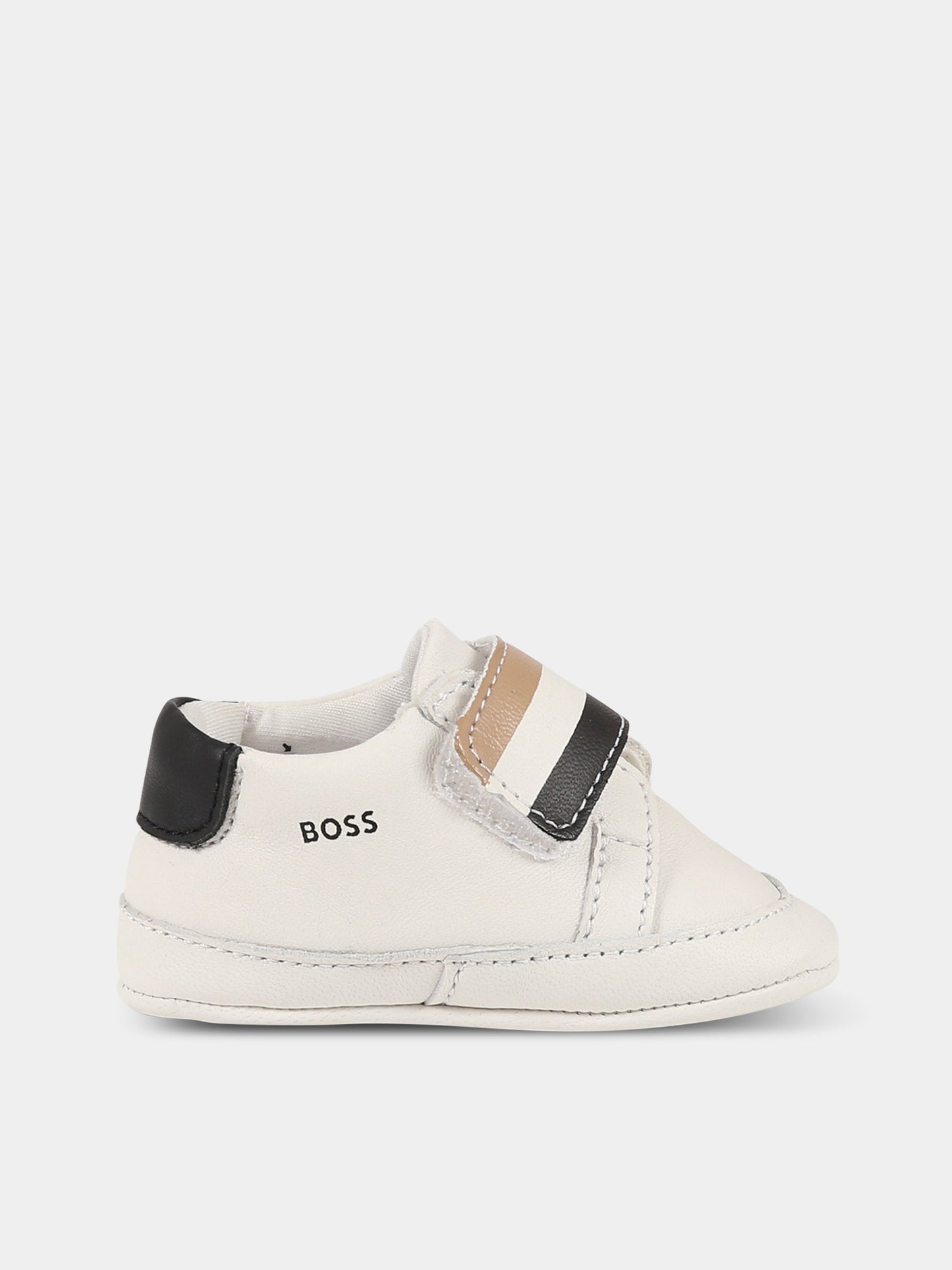 Sneakers bianco per neonato con logo,Boss,J99125 10P