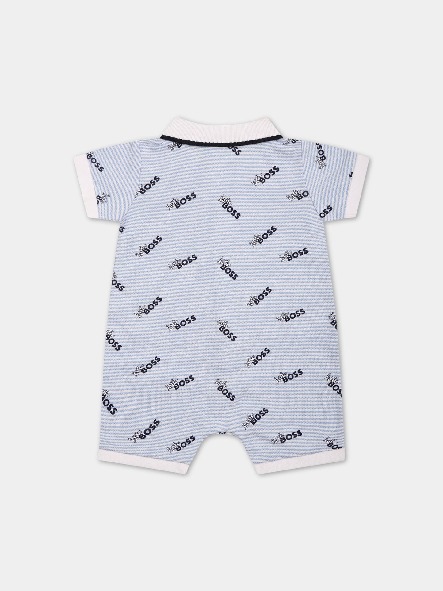 Pagliaccetto celeste per neonato con scritta  little Boss ,Boss,J94341 77A