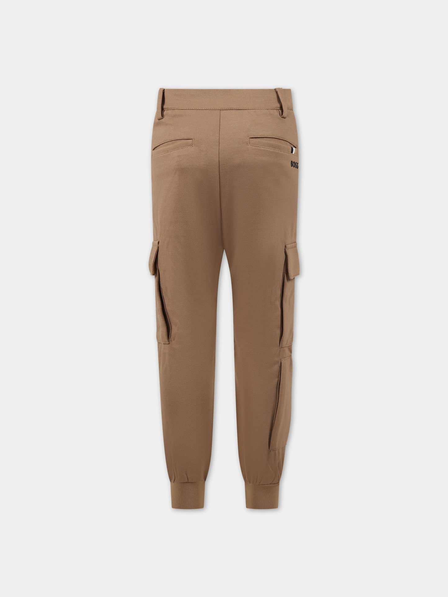 Pantaloni marrone per bambino con logo,Boss,J24843 269