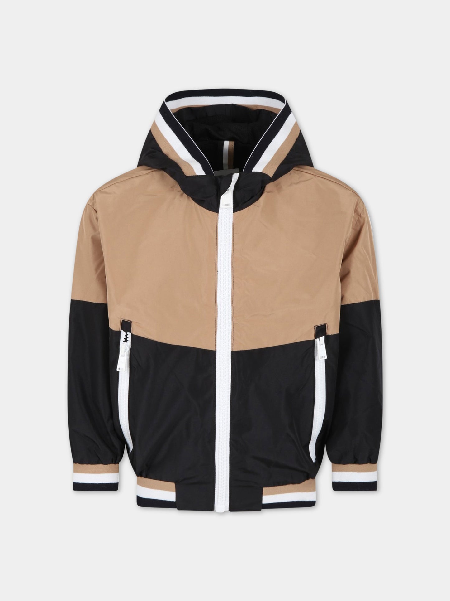 Giacca multicolor a vento per bambino con patch logato,Boss,J26497 09B