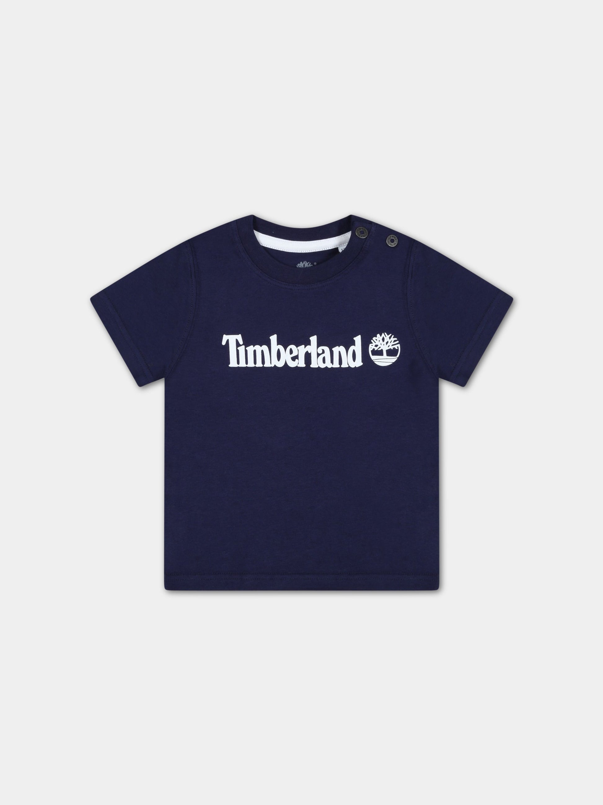T-shirt blu per neonato con logo bianco,Timberland,T05K87 85T
