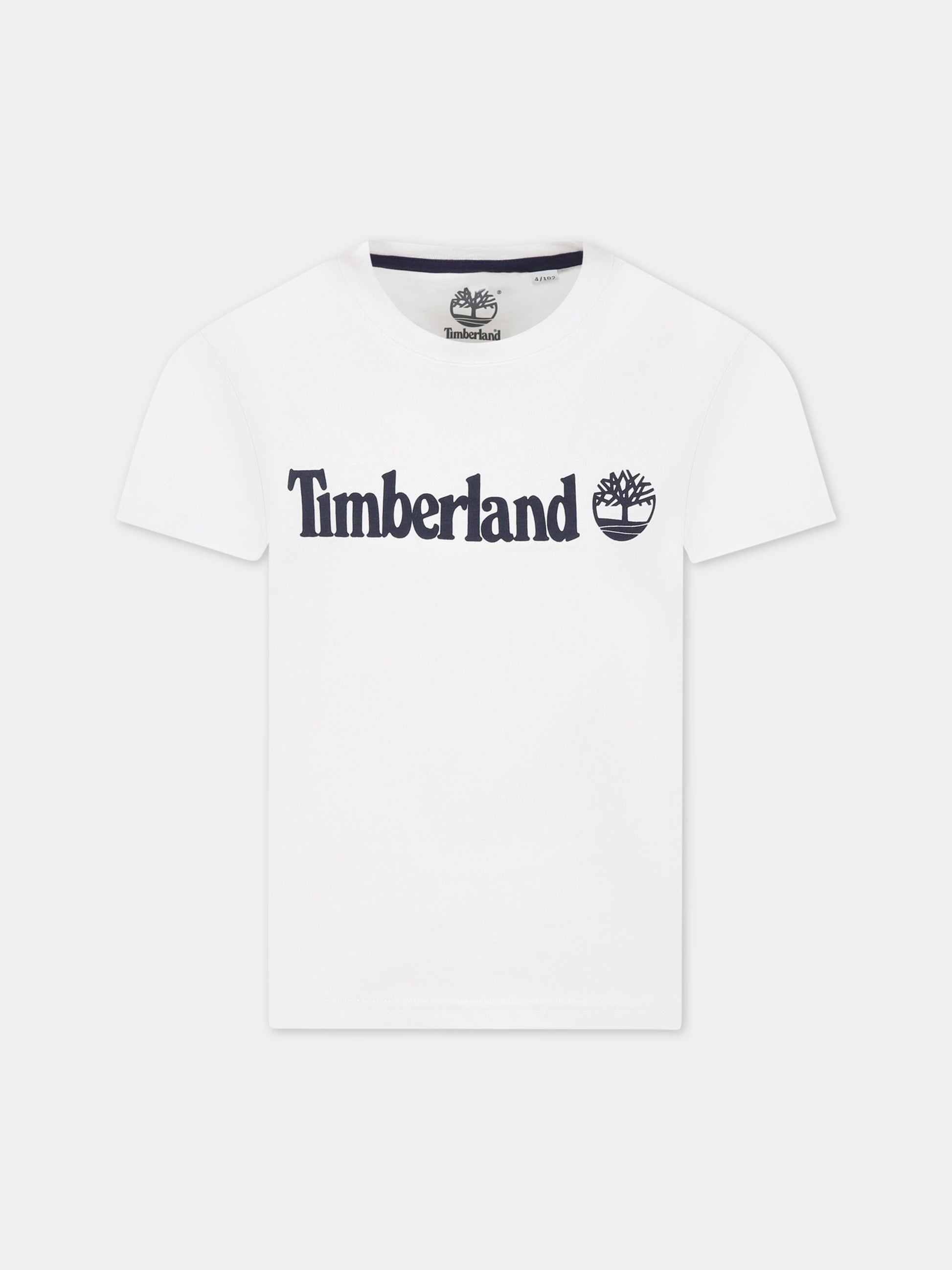 T-shirt bianca per bambino con logo,Timberland,T25T77 10P