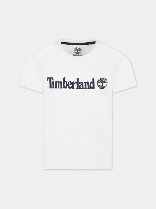 T-shirt bianca per bambino con logo,Timberland,T25T77 10P