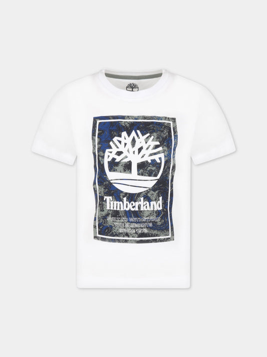 T-shirt bianca per bambino con logo,Timberland,T25T79 10P
