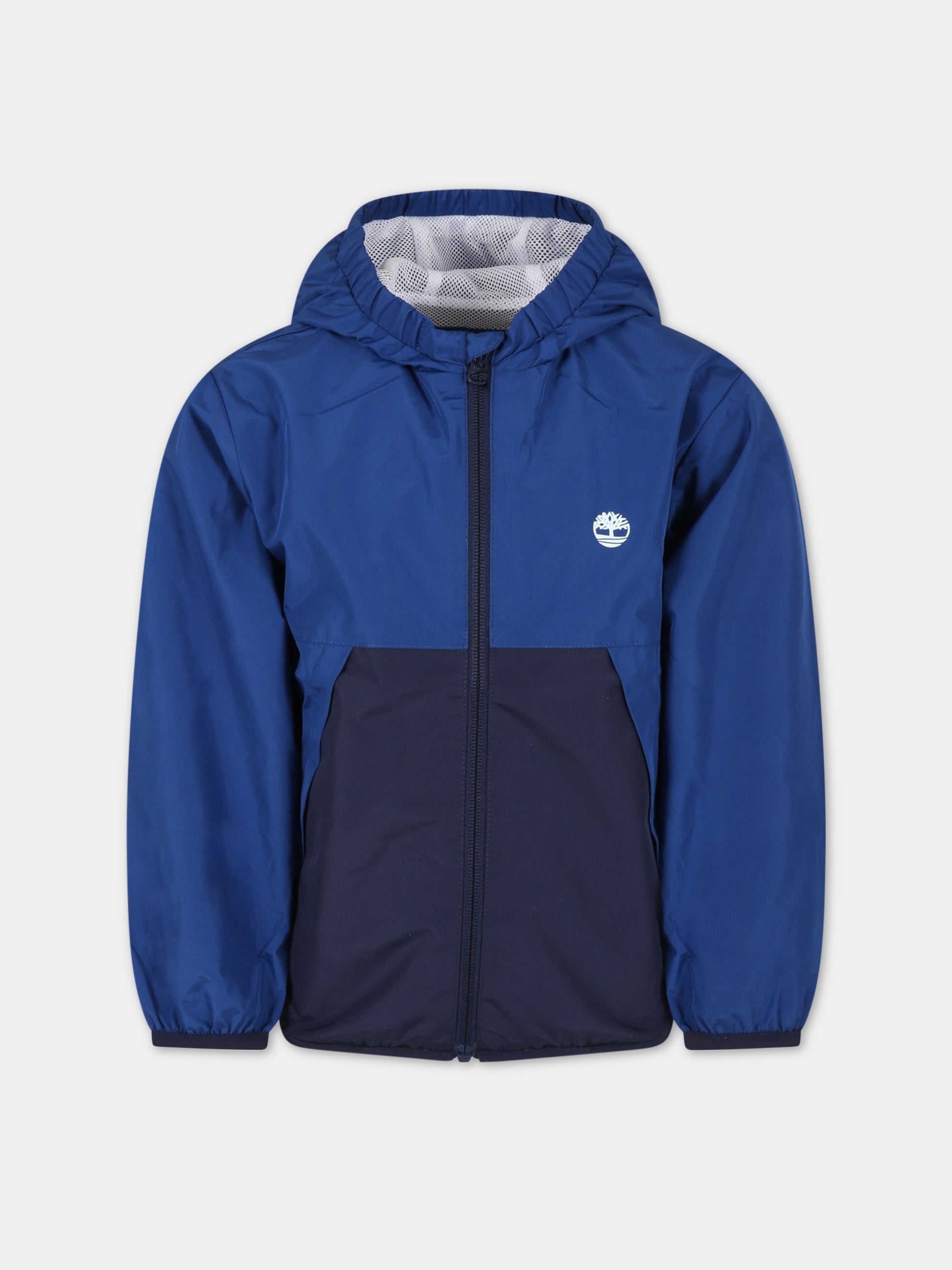 Giacca blu a vento per bambino con logo bianco,Timberland,T26581 830