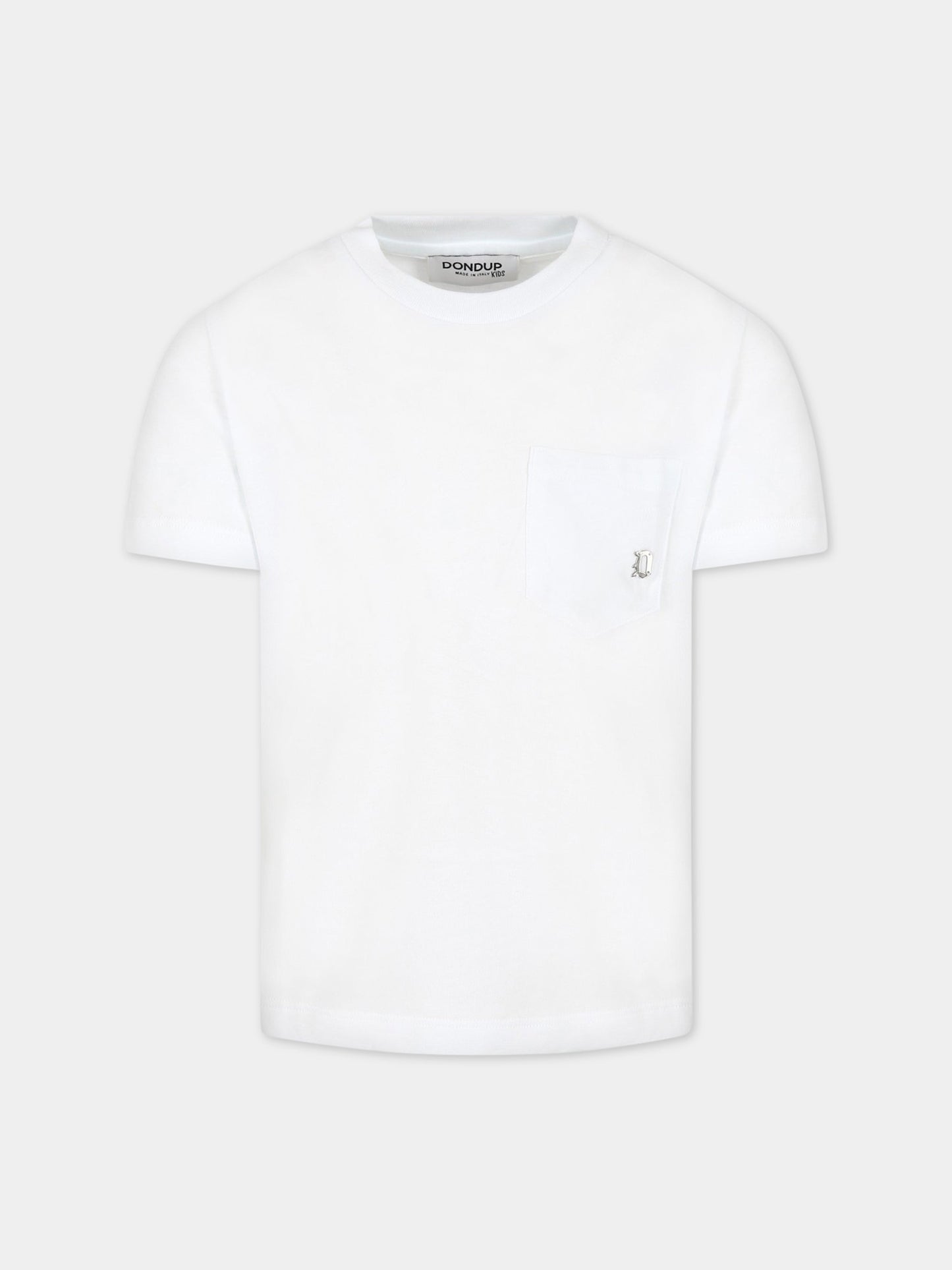 T-shirt bianca per bambino con logo,Dondup Kids,DMTS106C JF65 B006