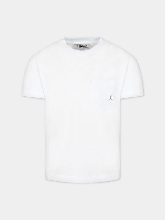 T-shirt bianca per bambino con logo,Dondup Kids,DMTS106C JF65 B006