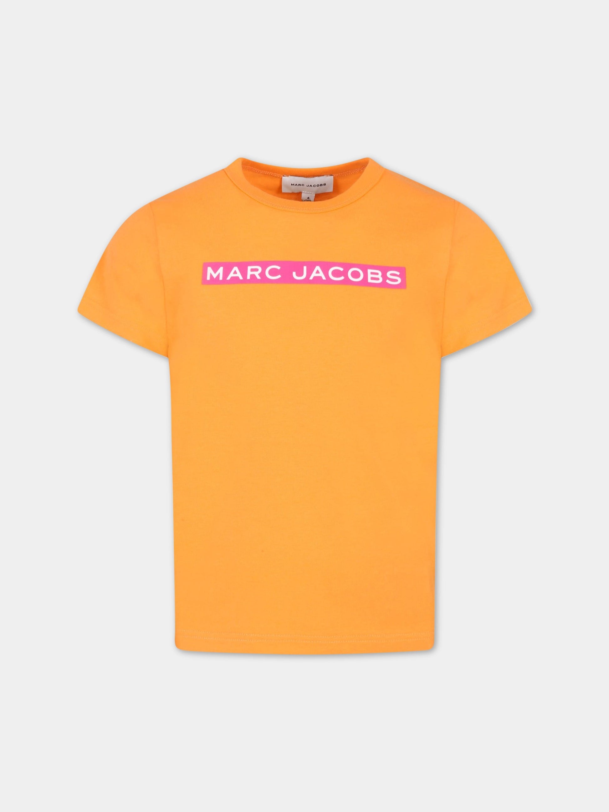 T-shirt arancione per bambina con logo,Little Marc Jacobs,W15651 42E