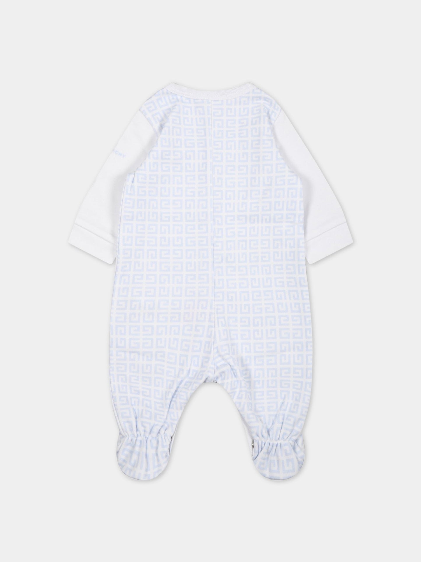 Tutina bianca per neonato con logo celeste,Givenchy Kids,H97086 771