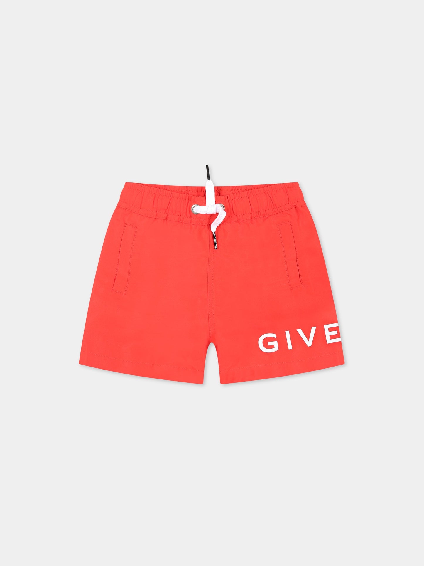 Boxer-mare rosso per neonato con logo,Givenchy Kids,H00060 991