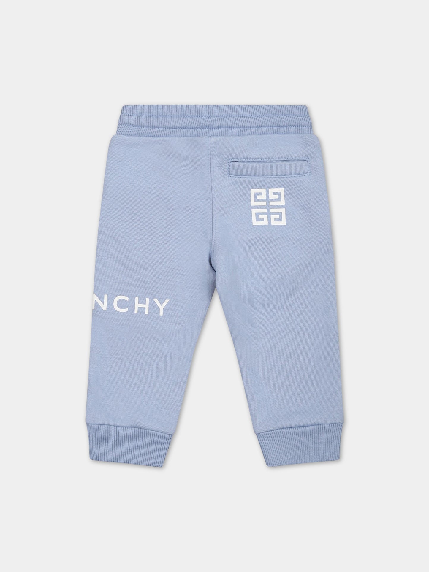 Pantalone azzurro per neonato con logo,Givenchy Kids,H04153 790