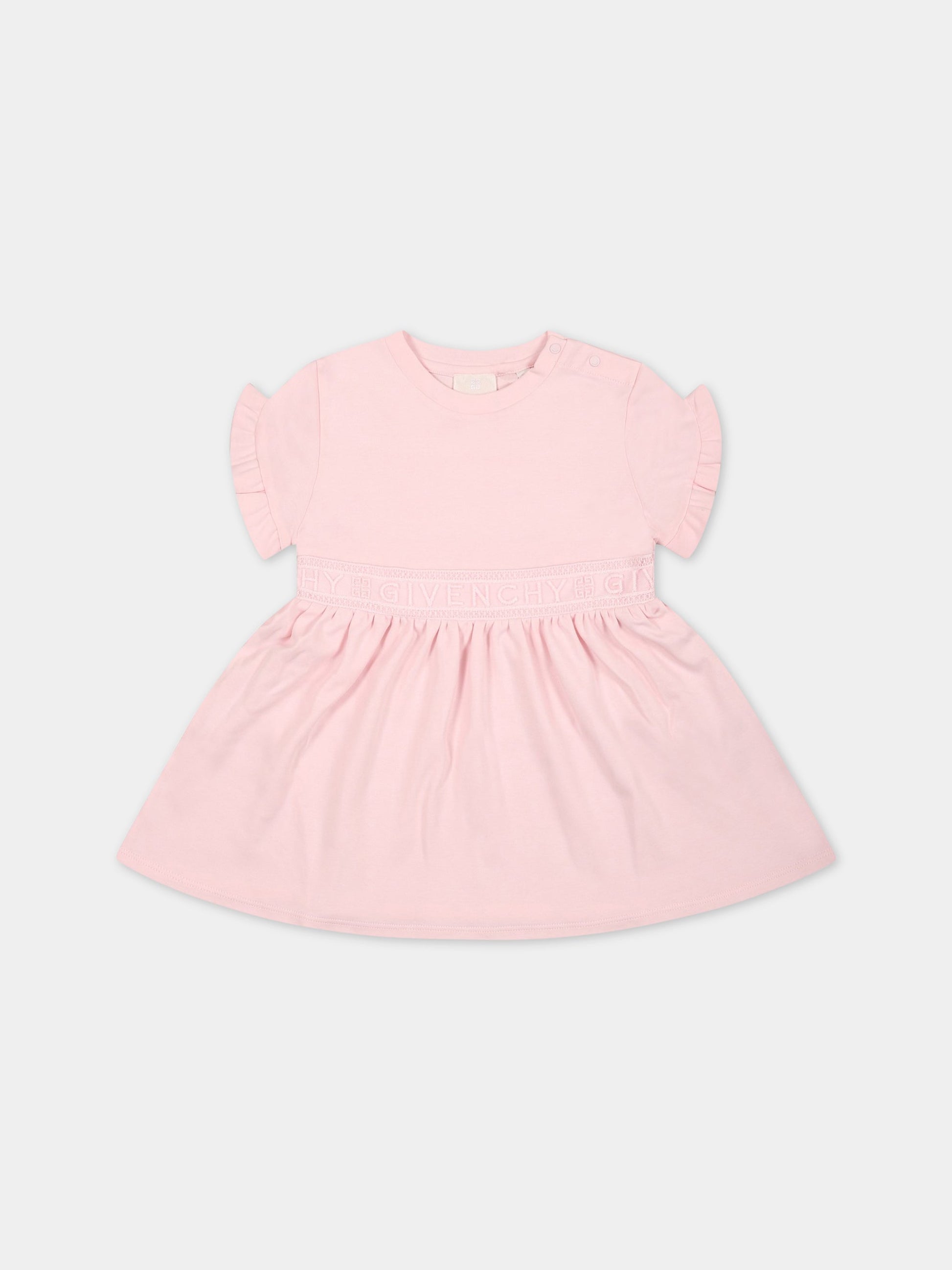 Vestito rosa per neonata con fascia logata,Givenchy Kids,H02099 44Z