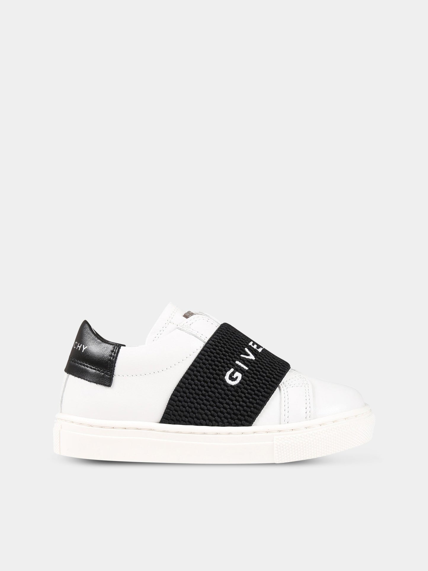 Sneakers bianche per neonato con fascia nera logata,Givenchy Kids,H29083 10P
