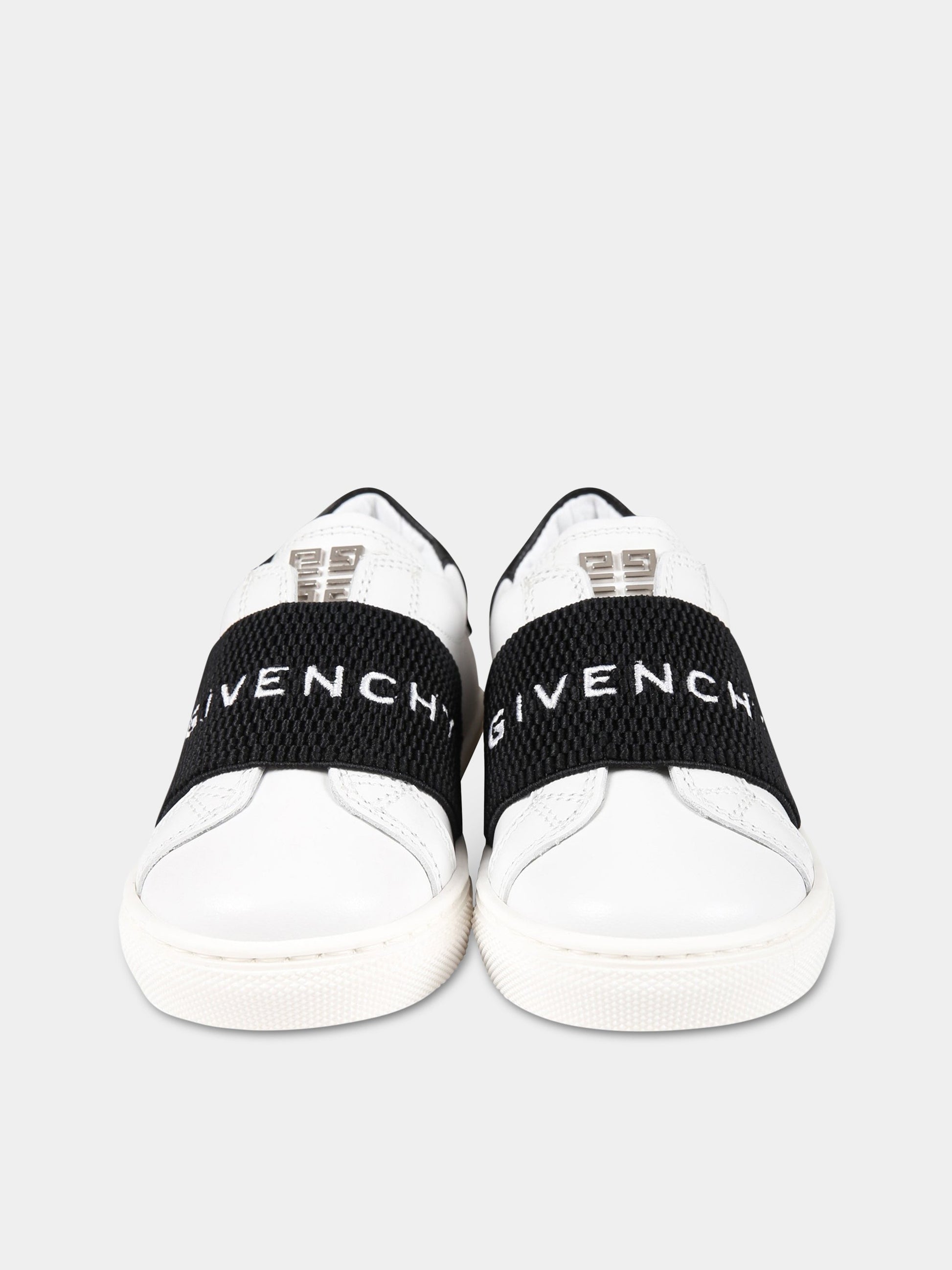 Sneakers bianche per neonato con fascia nera logata,Givenchy Kids,H29083 10P