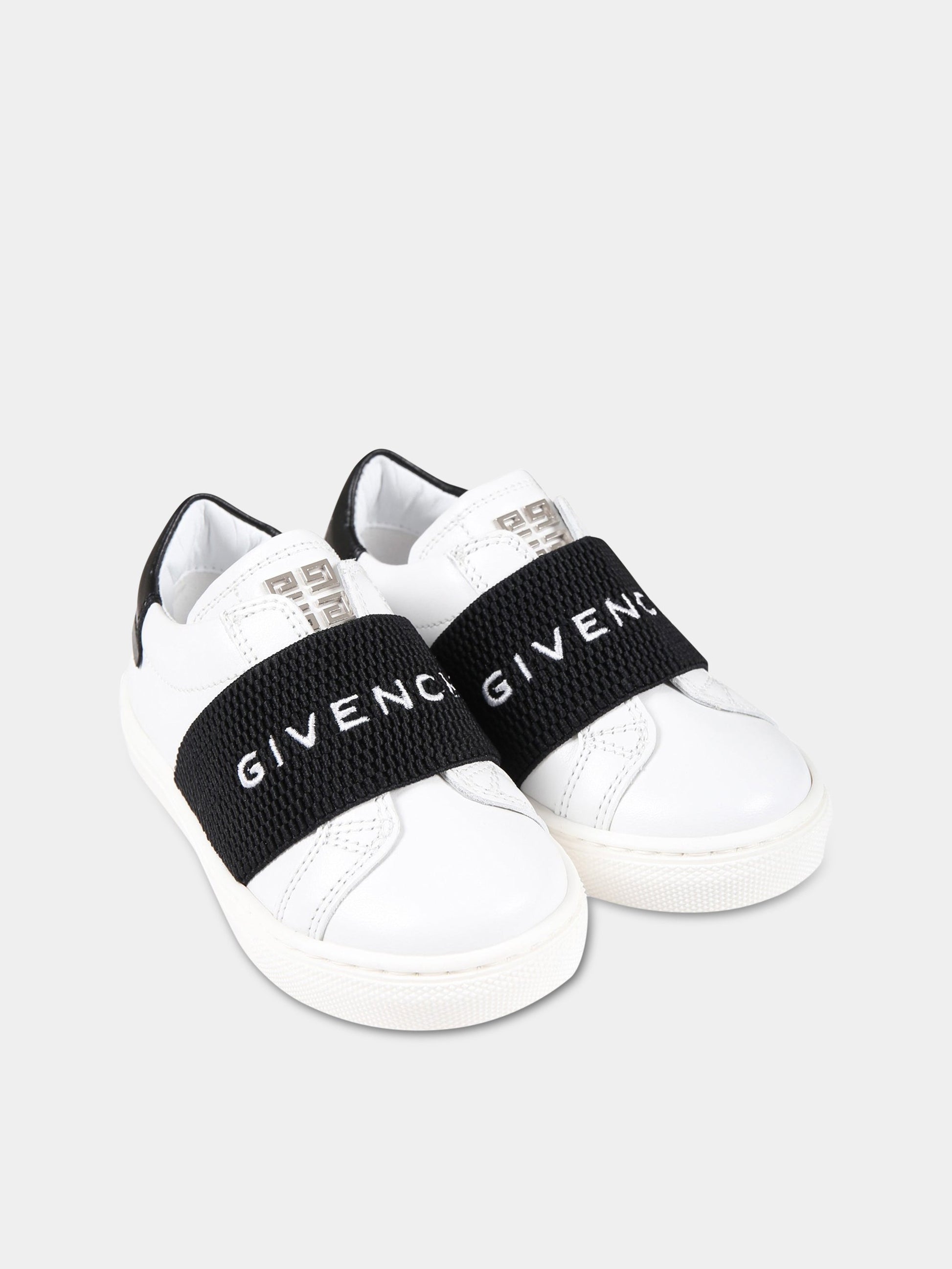 Sneakers bianche per neonato con fascia nera logata,Givenchy Kids,H29083 10P