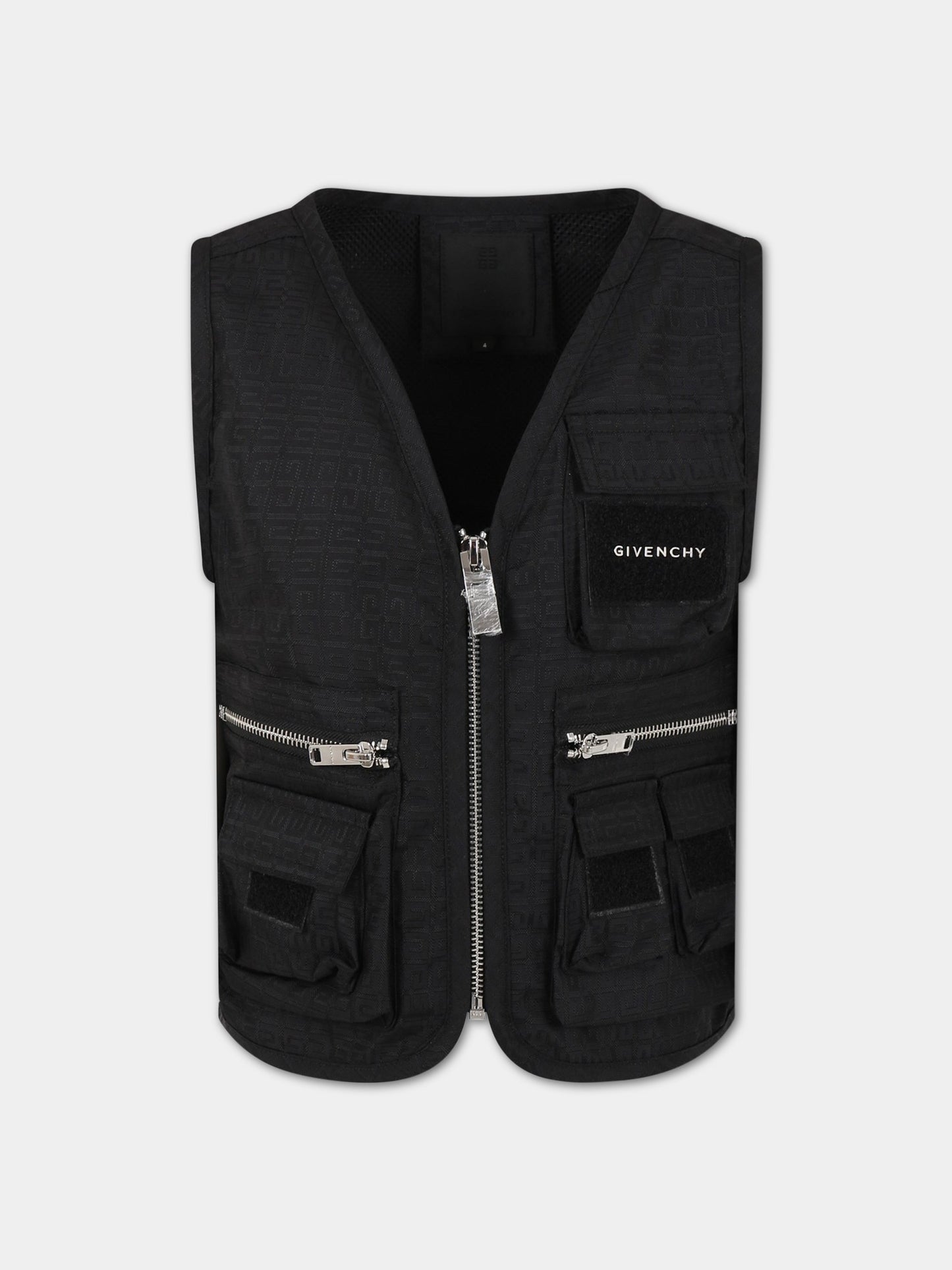 Gilet nero per bambino con logo,Givenchy Kids,H26129 09B