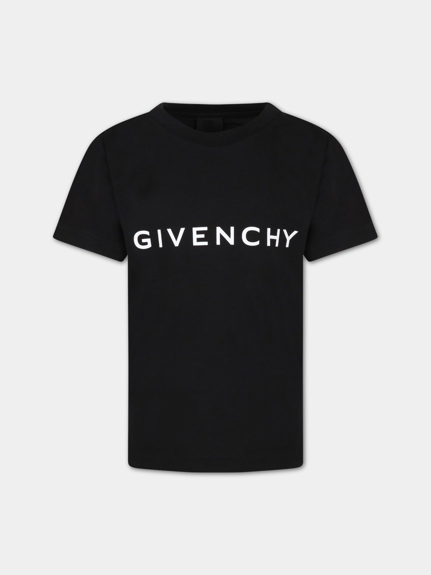 T-shirt nera per bambino con logo bianco,Givenchy Kids,H25406 09B