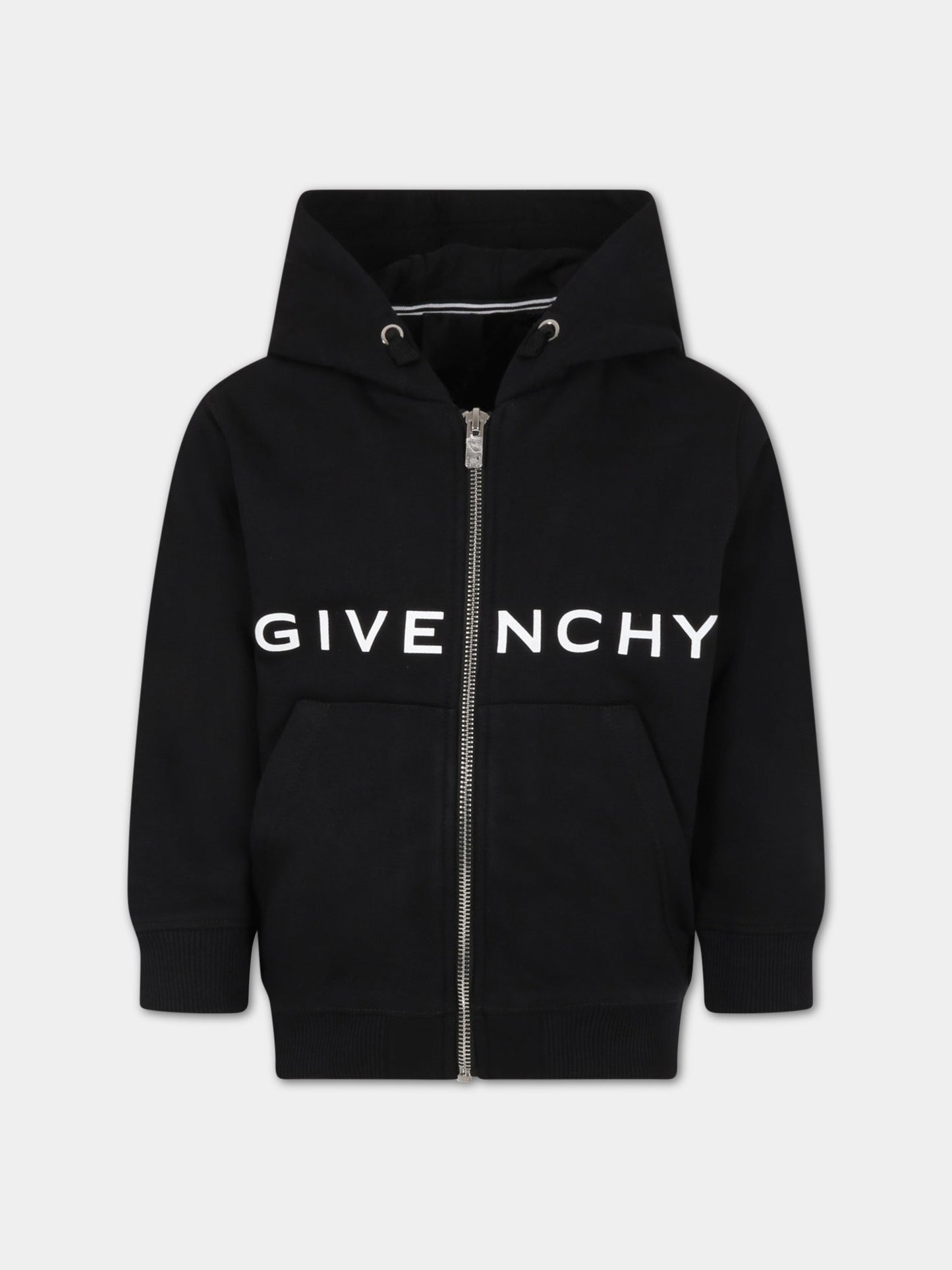 Felpa nera per bambino con logo bianco,Givenchy Kids,H25432 09B