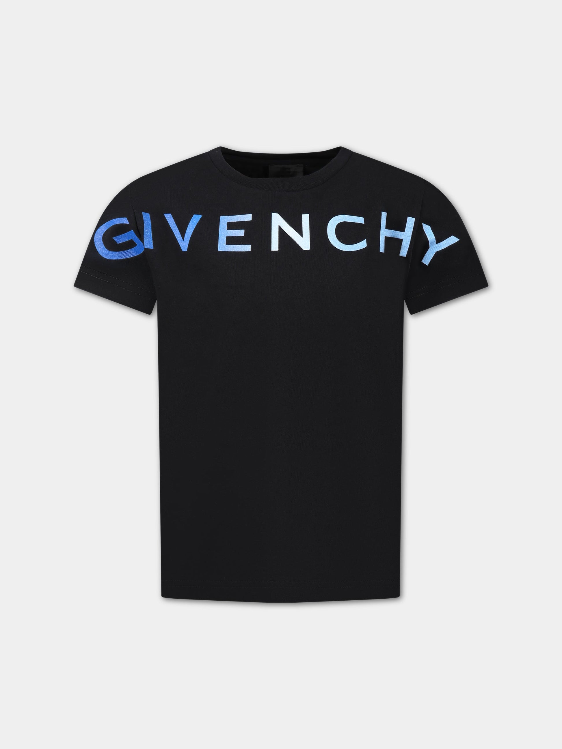 T-shirt nera per bambino con logo e motico 4G,Givenchy Kids,H25407 09B