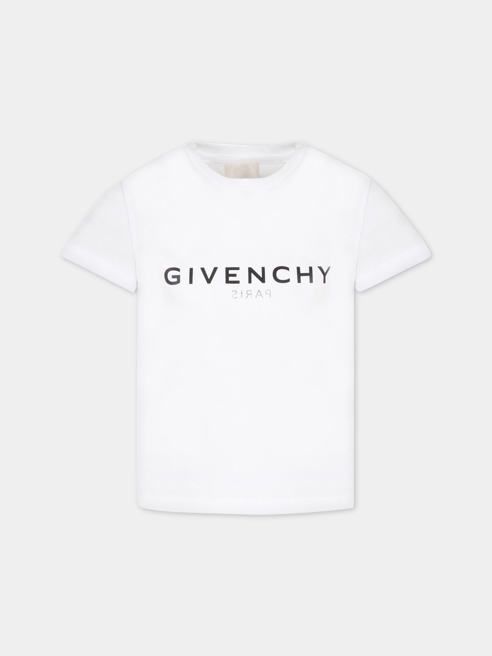 T-shirt bianca per bambini con logo nero,Givenchy Kids,H15296 10P