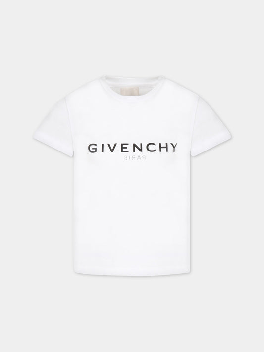 T-shirt bianca per bambini con logo nero,Givenchy Kids,H15296 10P